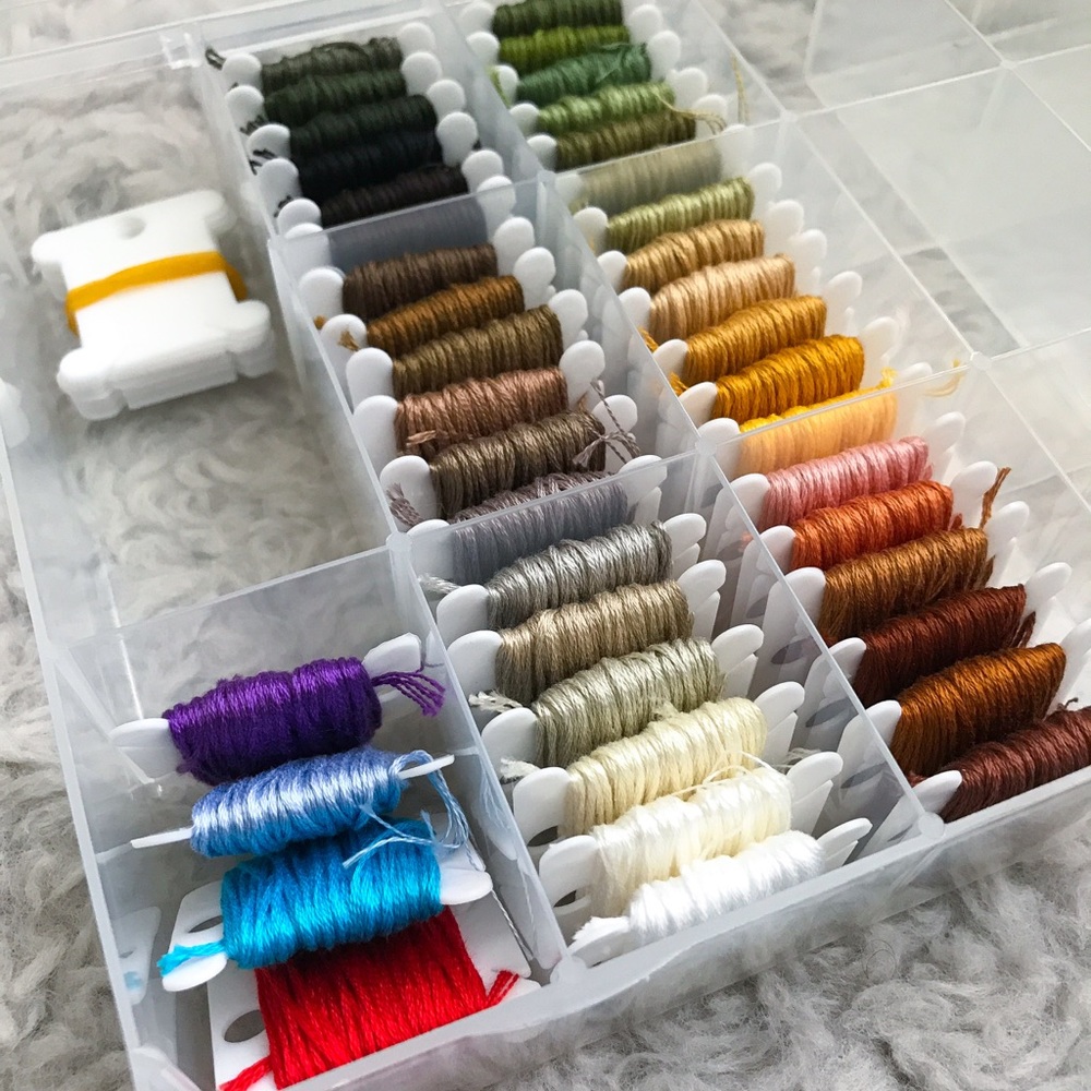 LIKE NEW! DMC 45 pc Kit Embroidery Kit + Case